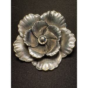 Beau Sterling Large Flower Brooch